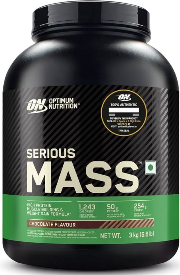 Optimum Nutrition (ON) Serious Mass 3kg | 50g Protein | Chocolate Flavour | Strength | Sport Performance